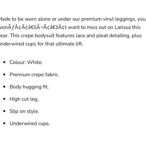 Brand new with tags - Babyboo Fashion Larissa Bodysuit in white - Picture 6 of 6